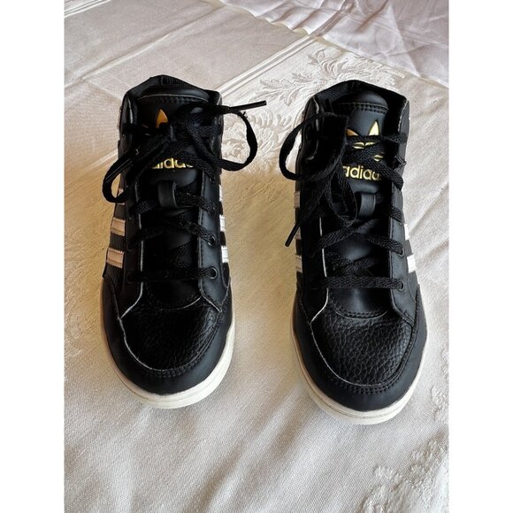 Adidas Hard Court Sneakers Shoes Childs Size 13 Black Athletic High Top - Picture 2 of 10